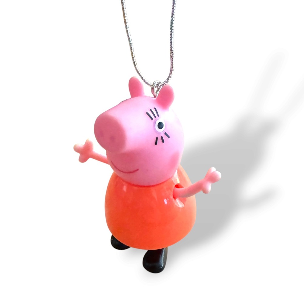 Peppa Pig Mummy Pig Christmas Ornament Upcycled 3" Figure Family Tree Decor